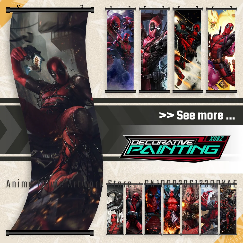 

Marvel X-Men Deadpool Home Decoration Wall Artwork Scrolls Picture Canvas Hanging Painting Movie Print Poster For Living Room