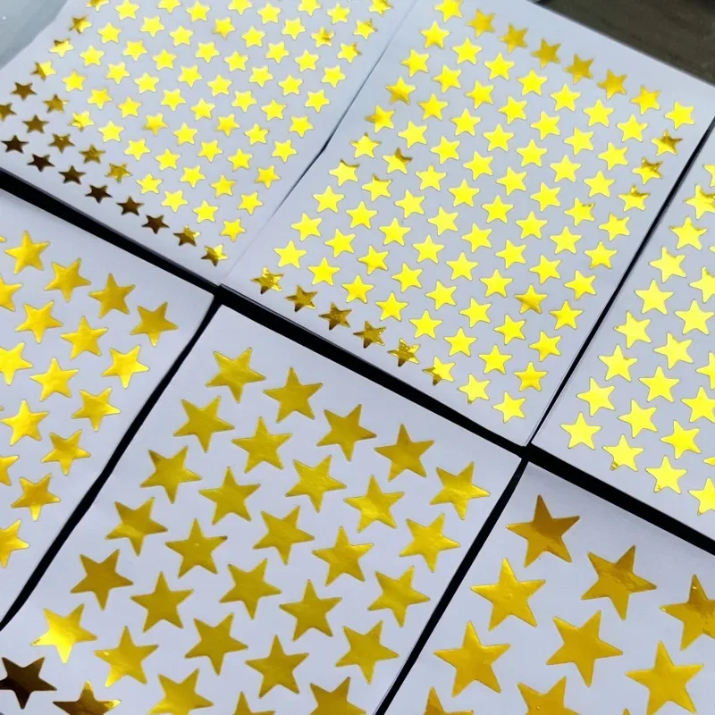 10sheets/bag Gold Star Sticker Stamping Five Pointed Star Sticker Children's Reward Sticker Teacher Praise Label