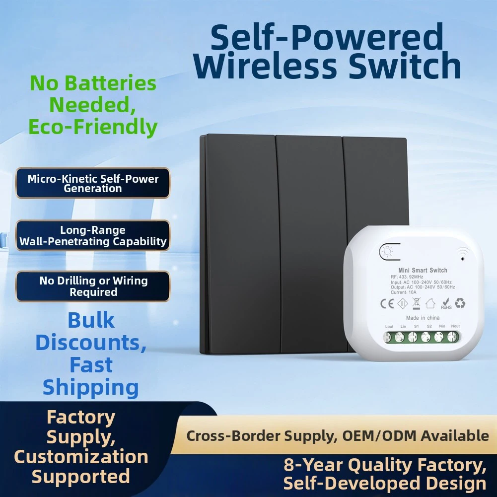 

Беспроводной пульт дистанционного управления: Легкое управление освещением без батареи Самогенерирующийся водонепроницаемый ABS Обустройство дома