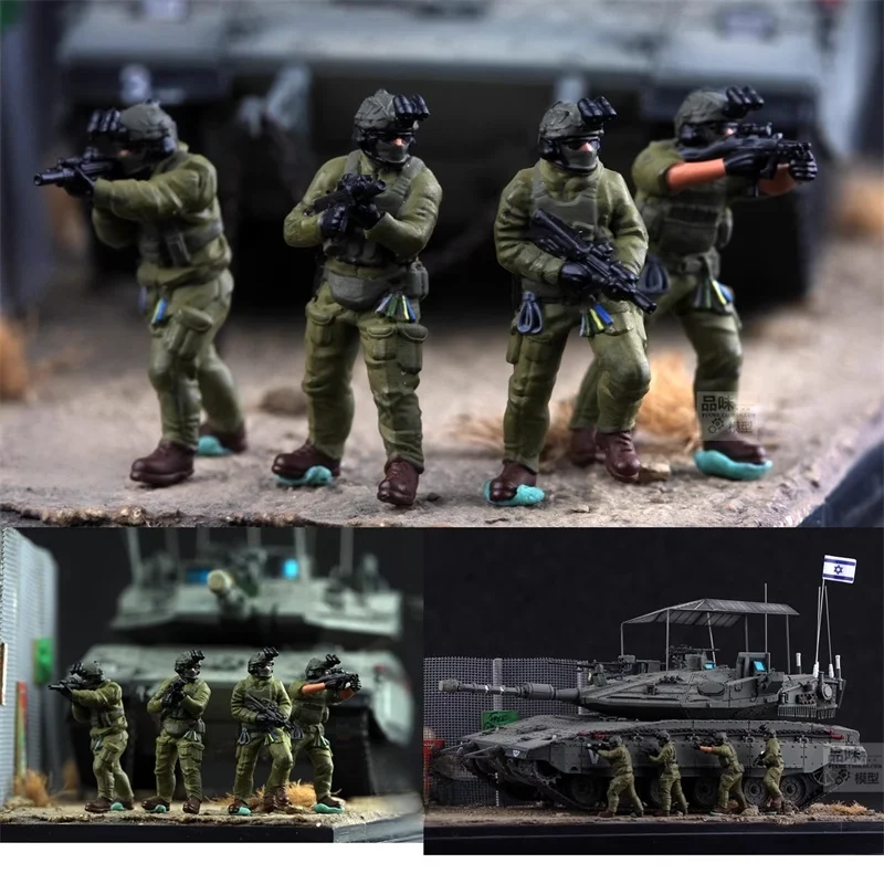 

Масштаб 1:72, окрашенная модель, 4 шт., израильская спецназ, команда солдат, экшн-фигурки, игрушки, аксессуары для сцены, коллекция кукол