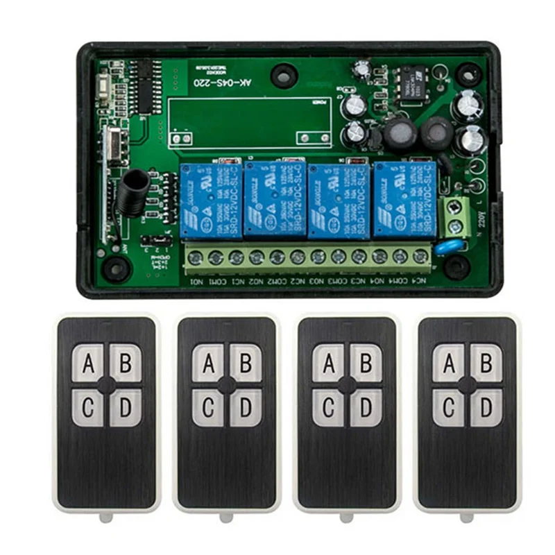 

AC85v~250V 110V 220V 230V 4CH Remote Control Light Switch Relay Output Radio Receiver Module&Transmitter Garage Door lamp/window