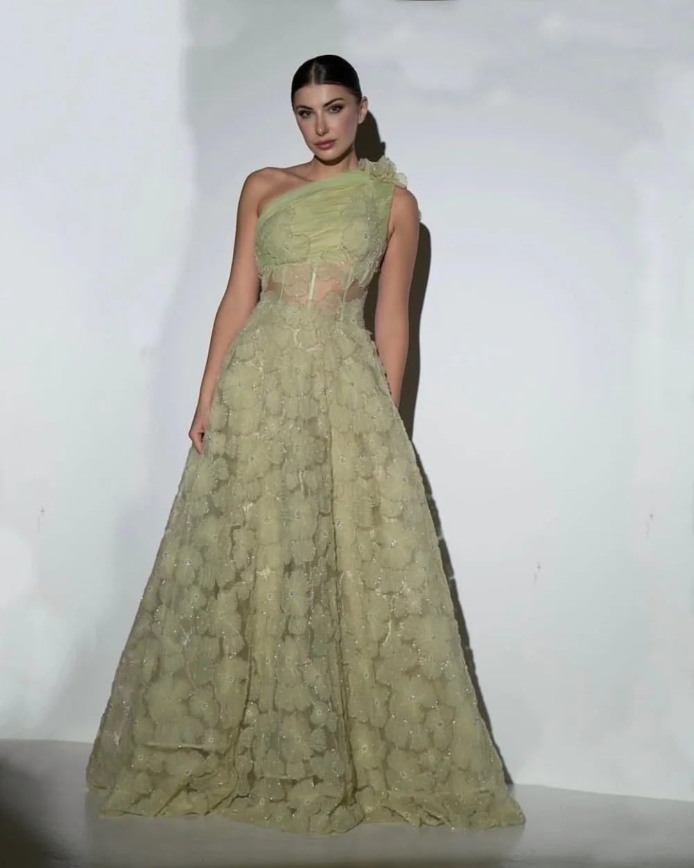 

Customized Applique Beading Pleat One-shoulder A-line Long Dresses Bespoke Occasion Party Gown Elegant High Quality Formal