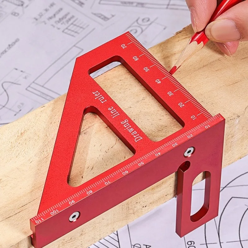 Portable Aluminum Alloy Woodworking Square High Precision  90°/45° Triangle Ruler Layout Carpentry Construction Measuring Tool