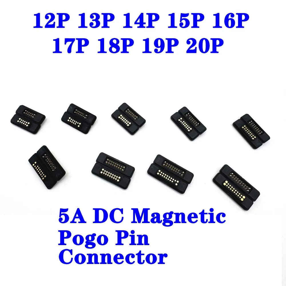 1Pair 5A DC Magnetic Pogo Pin Connector 12 13 14 15 16 17 18 19 20Pin Pitch 2.54MM Spring 36V Pogopin Male Female Contact Strip