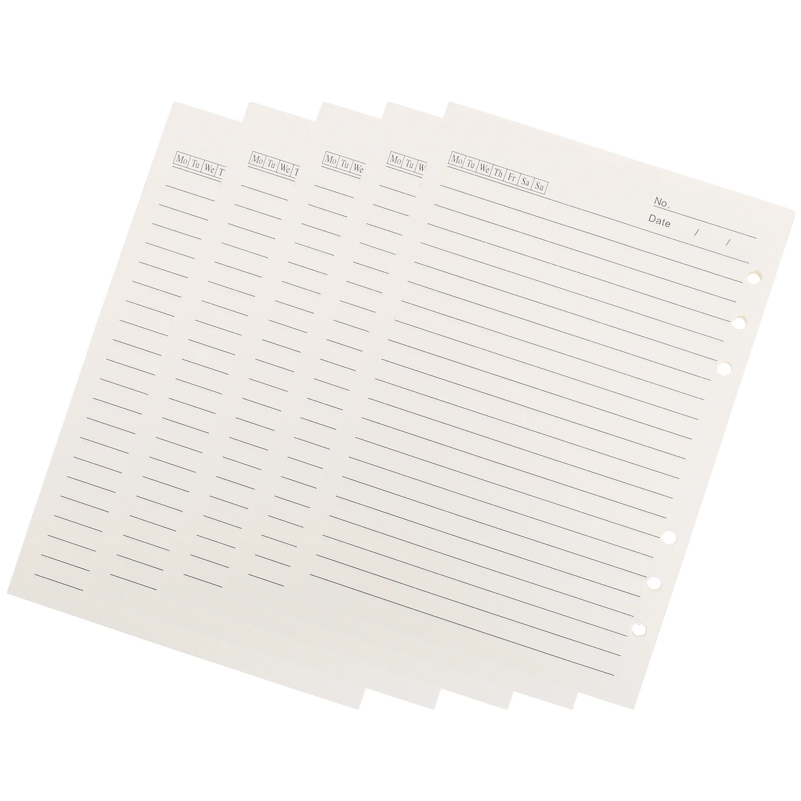 5 pçs 6 buraco a5 folhas soltas papel notebook substituição núcleo recargas superfície de escrita suave para diários a5 recarga papel