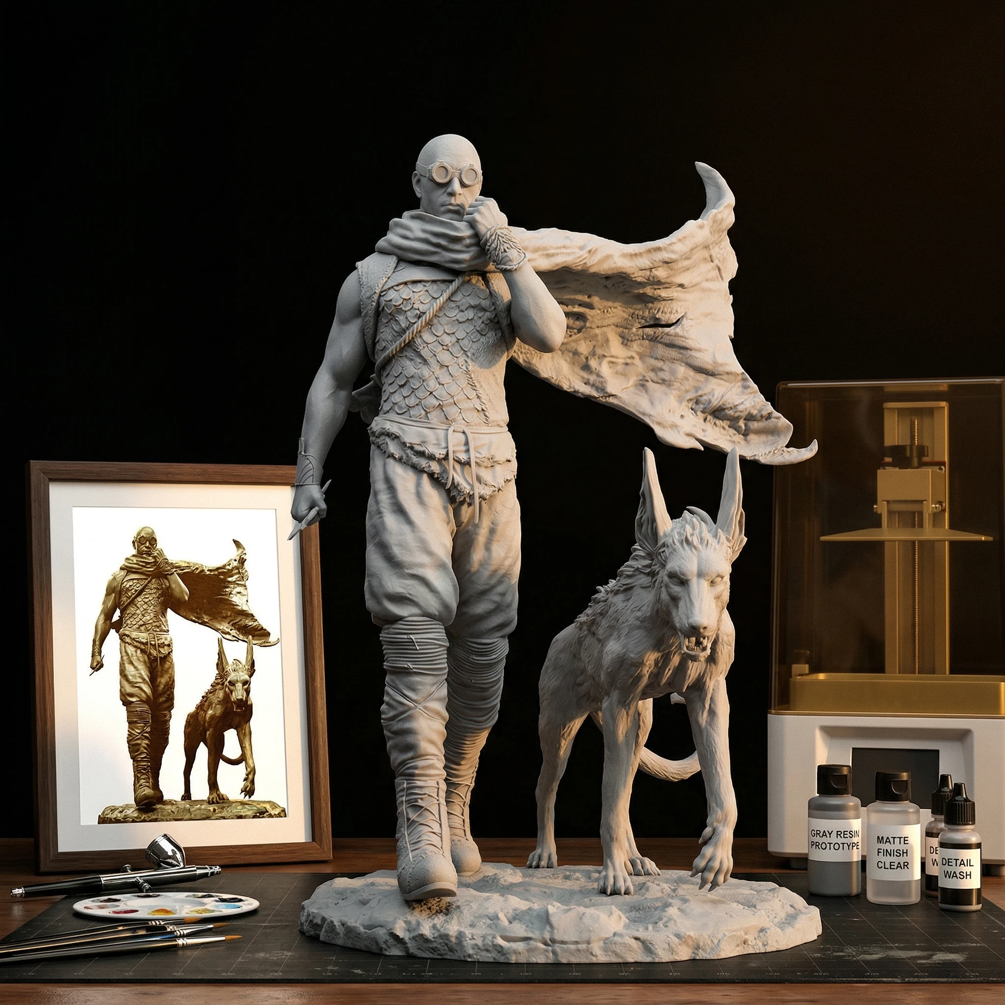 Model Kit Reshiram - 1/24 1/18 1/12 Riddick et Dog,
