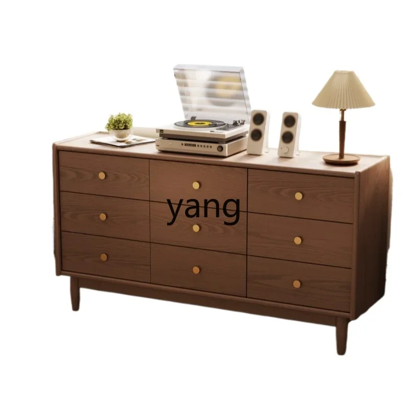 Yjq solid wood nine chest cabinet bedroom simple room storage living room storage drawer storage cabinet