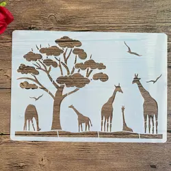 A4 29 *21cm DIY Stencils wall Painting Scrapbook Coloring Embossing Album Decorative Paper Card Template wall African giraffe