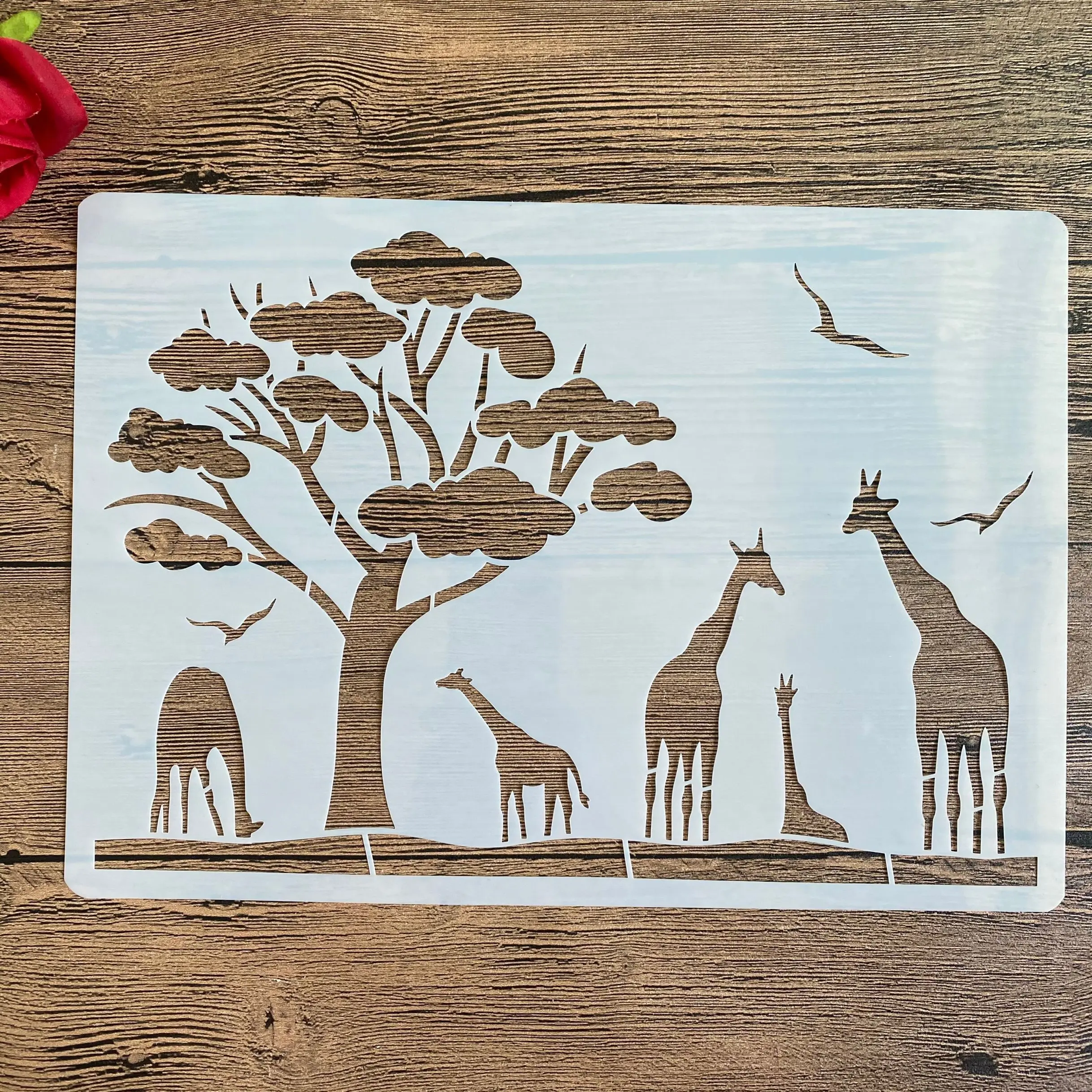 A4 29 *21cm DIY  Stencils wall  Painting Scrapbook Coloring Embossing Album Decorative Paper Card Template wall African giraffe