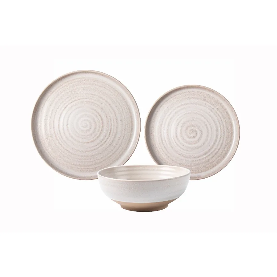 

-Collins Cream Stoneware 12-Piece Dinnerware Set