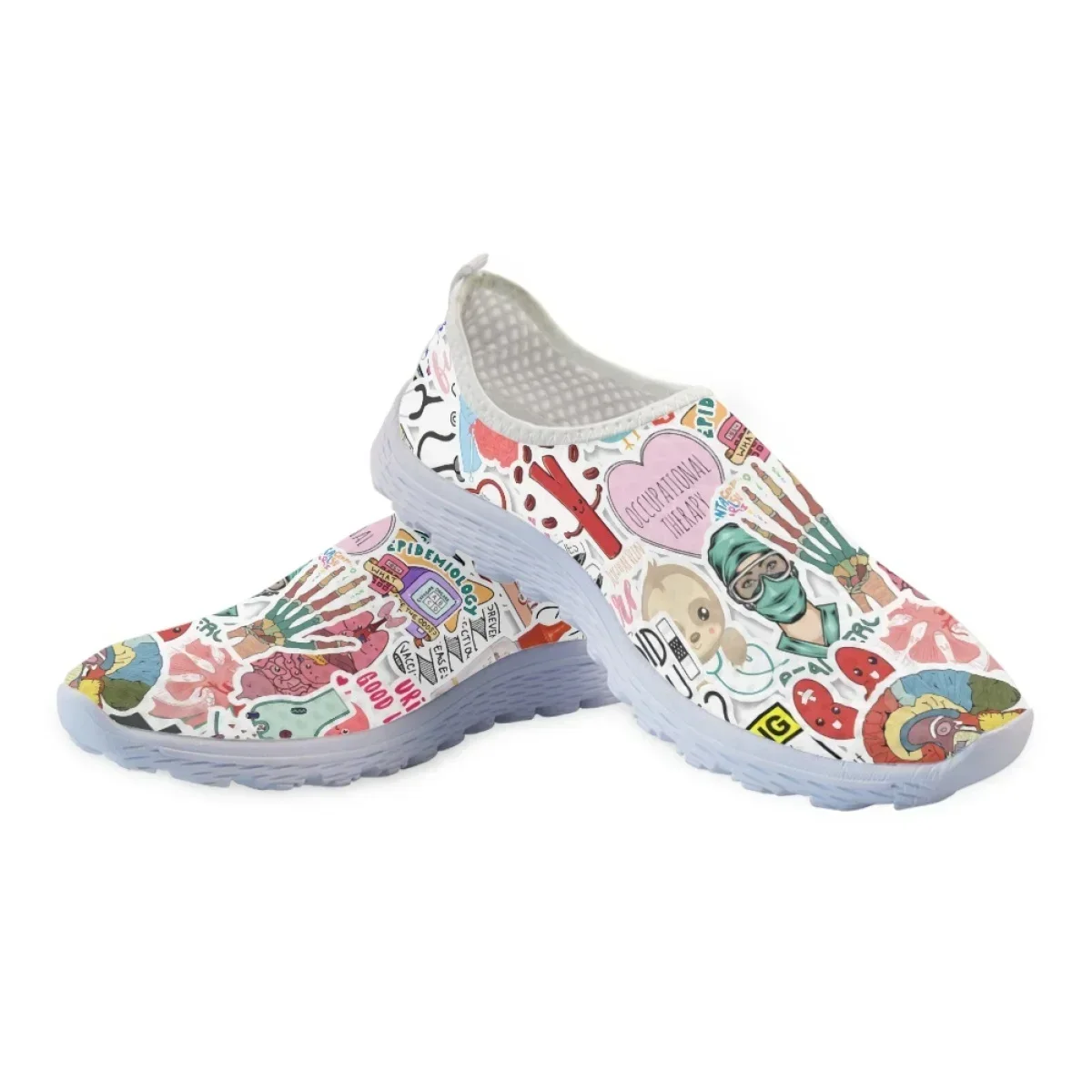 Women Nurse Shoes Lightweight Slip-on Flat Shoes Medical Instruments Design Ladies Mesh Sneakers Nurse Loafers view 5