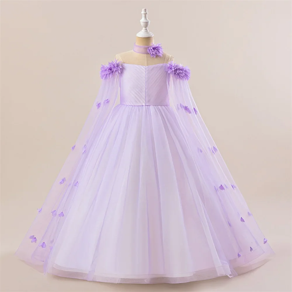 Elegante Meisjes Bloem Lange Feestjurk Kinderen Pluizige Bruiloft Bruidsmeisje Prom Gown Meisje 2 stks Tutu Verjaardag Kleding Mode kostuums