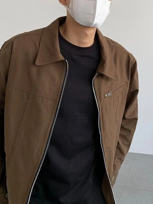 

Men's ort Jaet Coat Spring Autumn High Street Retro Bla Casual irt Collar Outerwear Breathable Stand Fit Busin ...