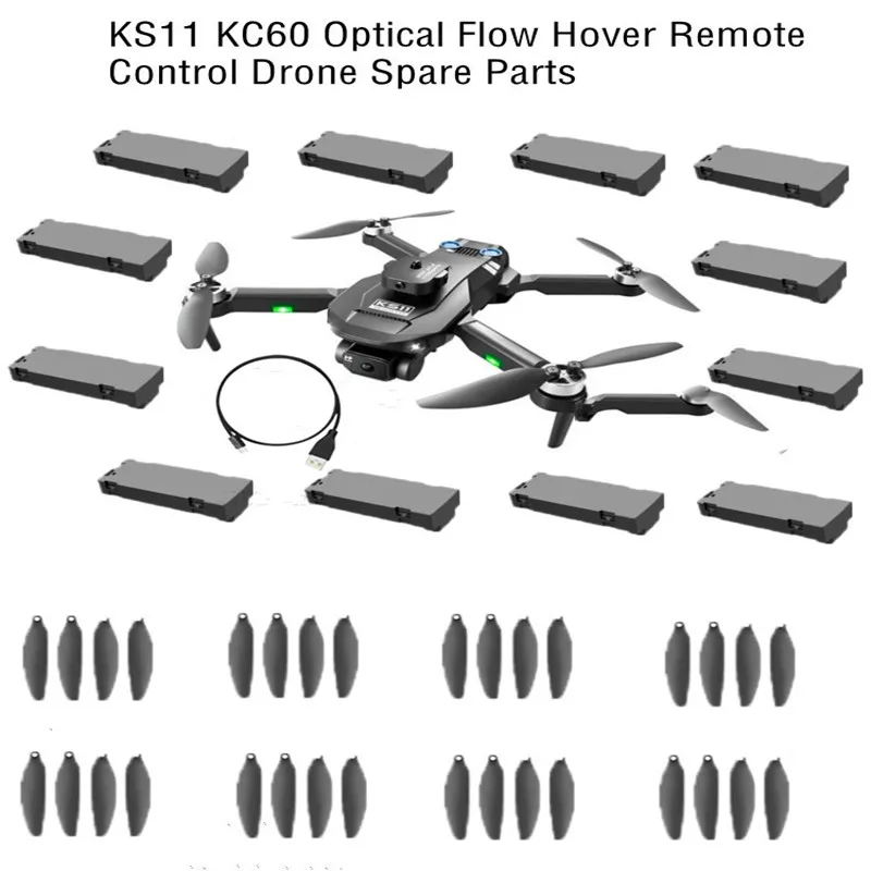 KS11 KC60 0ptical Flow Hover RemoteControl Drone Spare Parts3.7V 1800MAH Battery/Propeller/USB