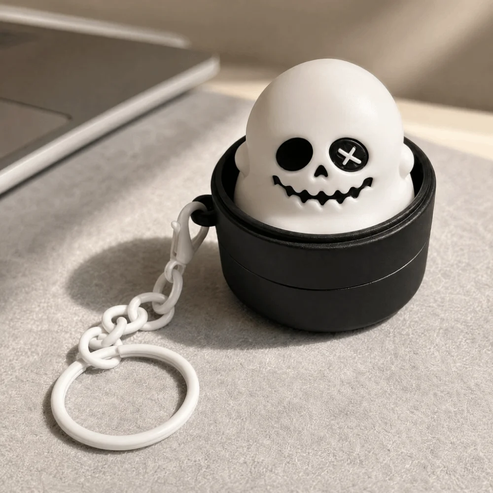 Cartoon Calming Keychain Keys Finger Button Pumpkin Ghost Anti-stress Toy Pendant 3D Printed Bag Charms Foods Clicker Key Chain