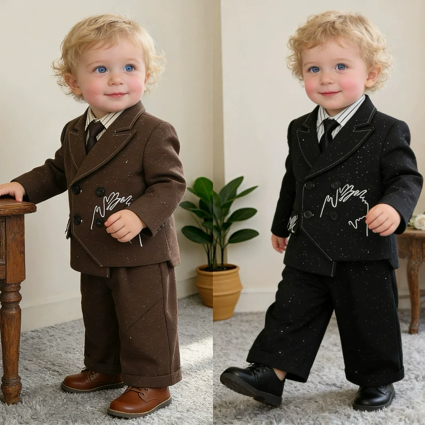 

Boys' Suit Set British Gentleman Style First Birthday Photography Outfit Flower Boy Formal Wear Boys' Performance Costume