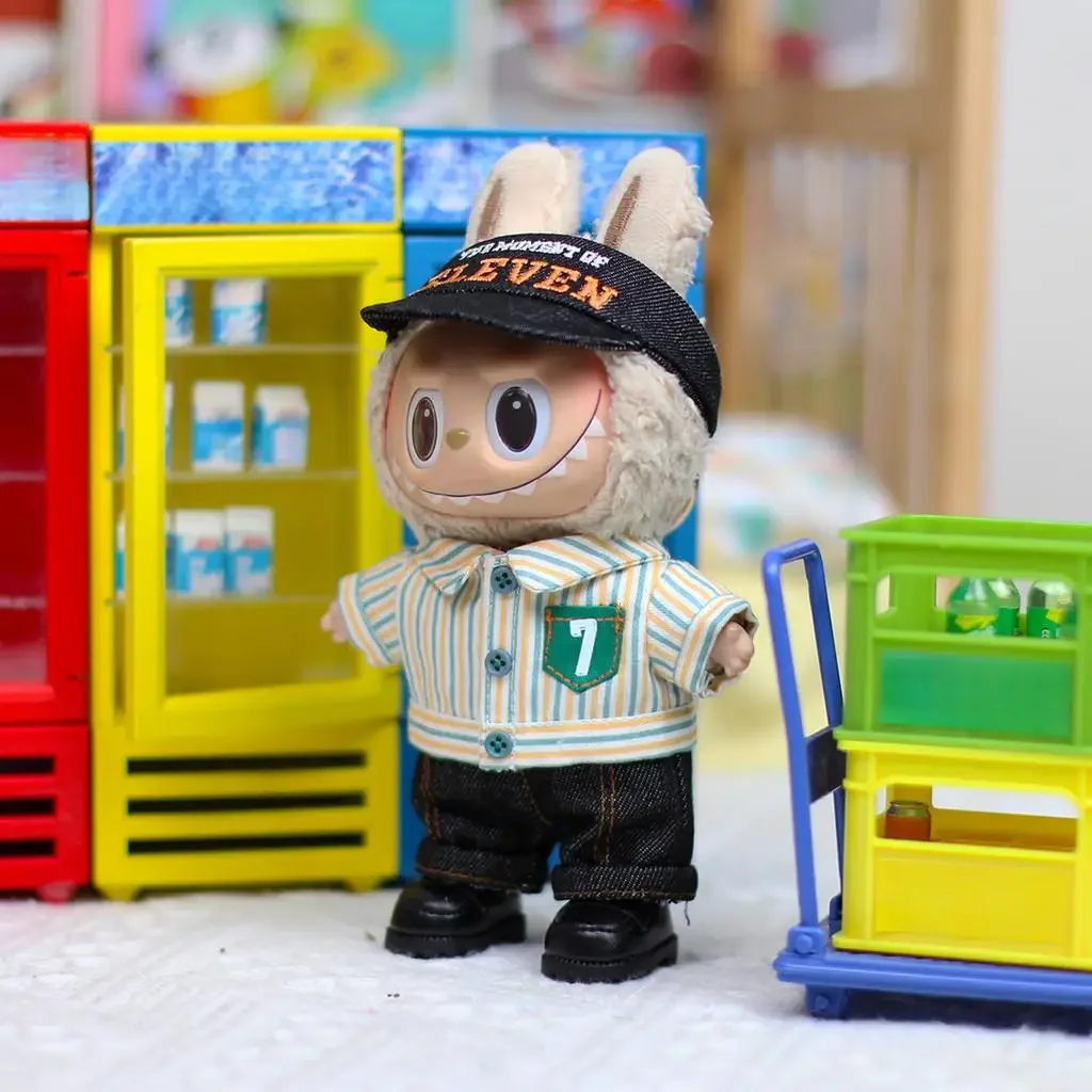 Voor Labubu babykleding vinyl pop hanger kleding salesperson aankleden supermarkt kleding Voor Labubu Ropa