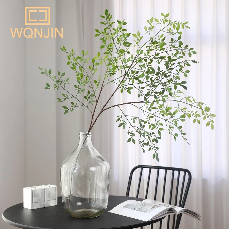 Artificial Flower Green Plant Nandina Silicone Leaves，Wedding Decoration Studio Landscaping Hotel Flower Art Soft Decor