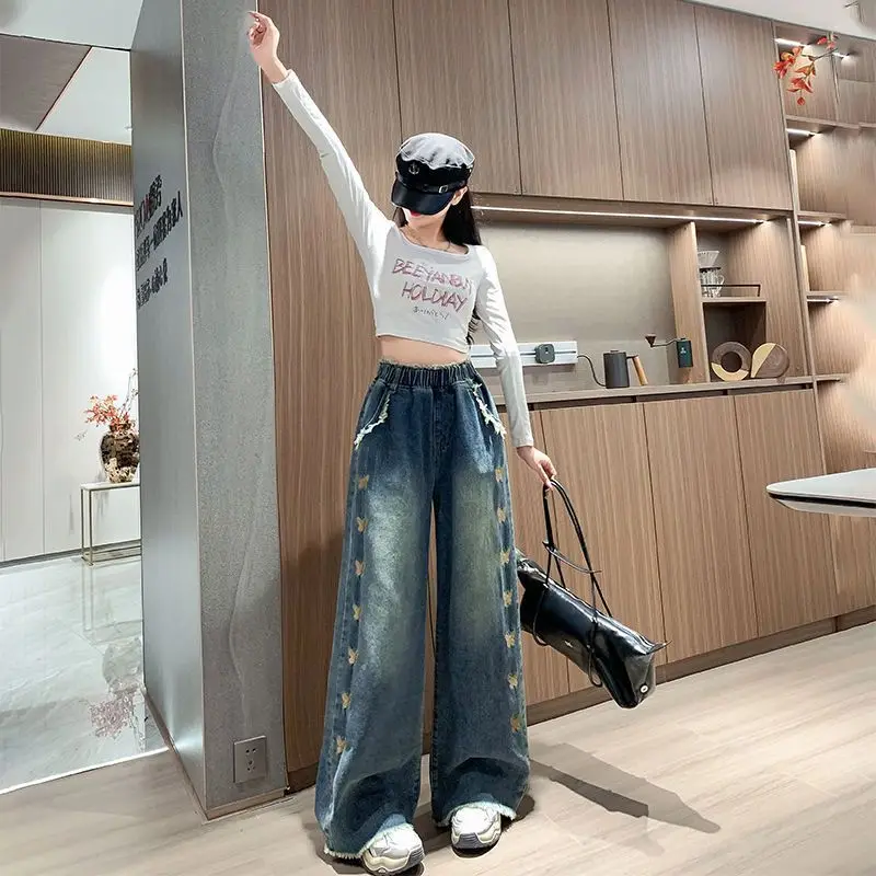Women's Trousersfloor Mopping Straight Tube with Wide Legs and Loose Fit Y2K Women's Pantsloose Pantswomen's Elastic Pants
