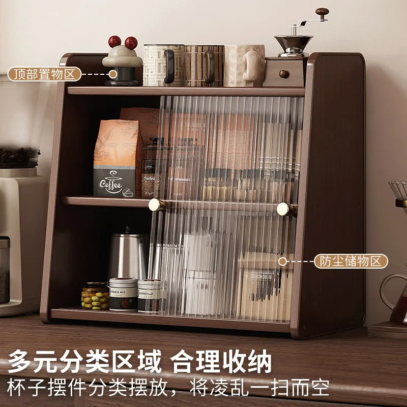 Popular Dustproof Multi Layer Cup Storage Rack Desktop Kitchen Water Cup Tea Set Teapot Office Desk Sort Small Premium Organizer