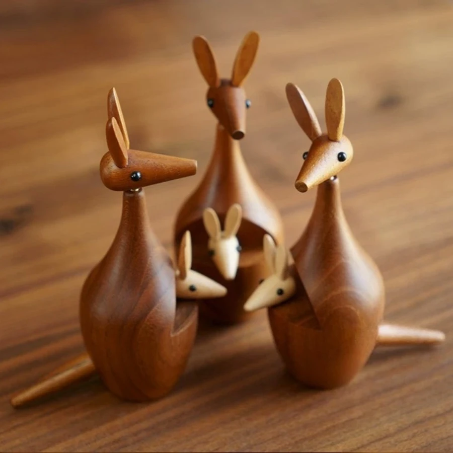 Handmade Teak Wood Kangaroo Wall Art Decor Cute Animal Nursery Room Decoration Unique Wooden Ornament Gift Home Display