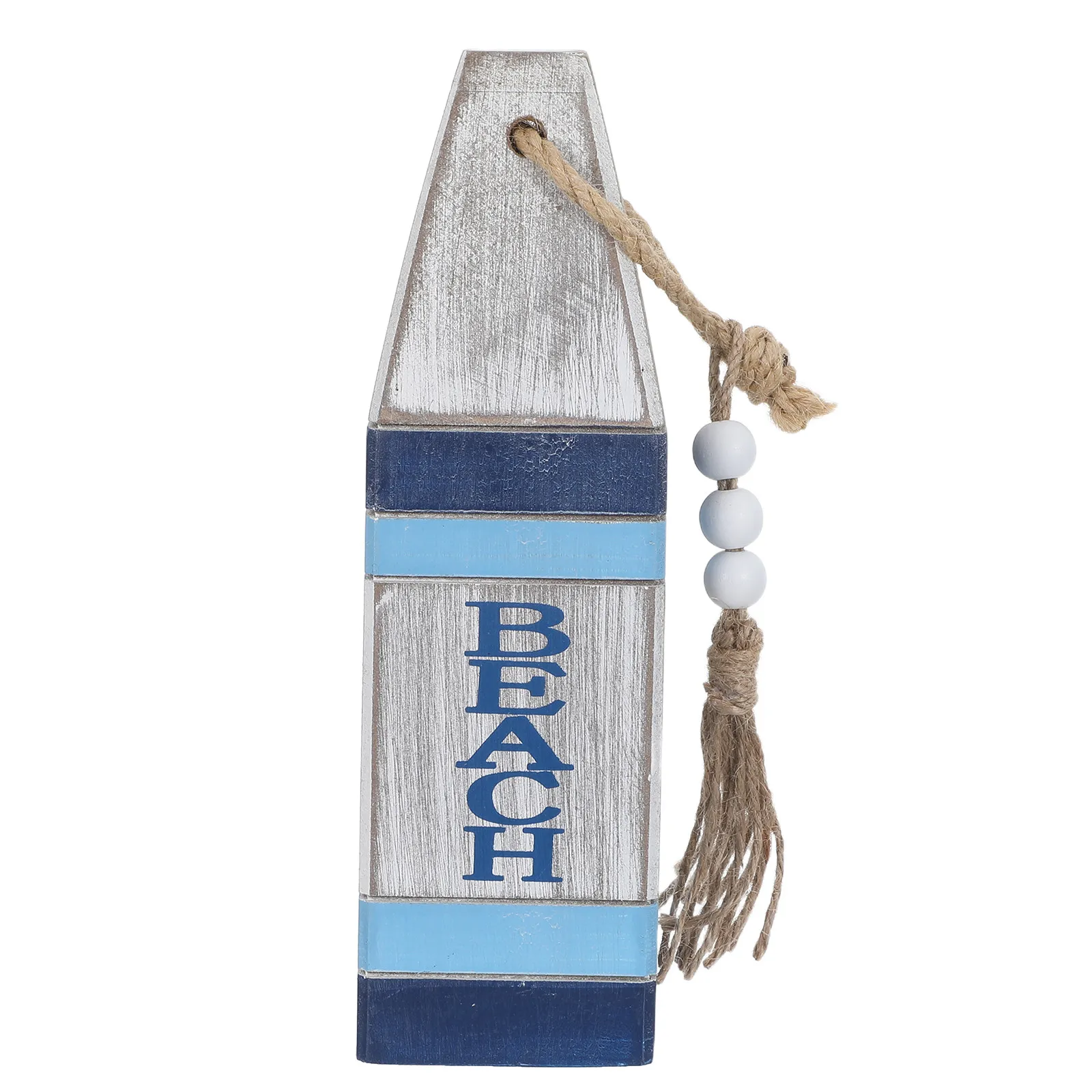 Mediterranean Wooden Buoy Rope Hanging Nautical Decor Blue White Coastal Wall Hanging Beach Bathroom Decoration Ocean Wood