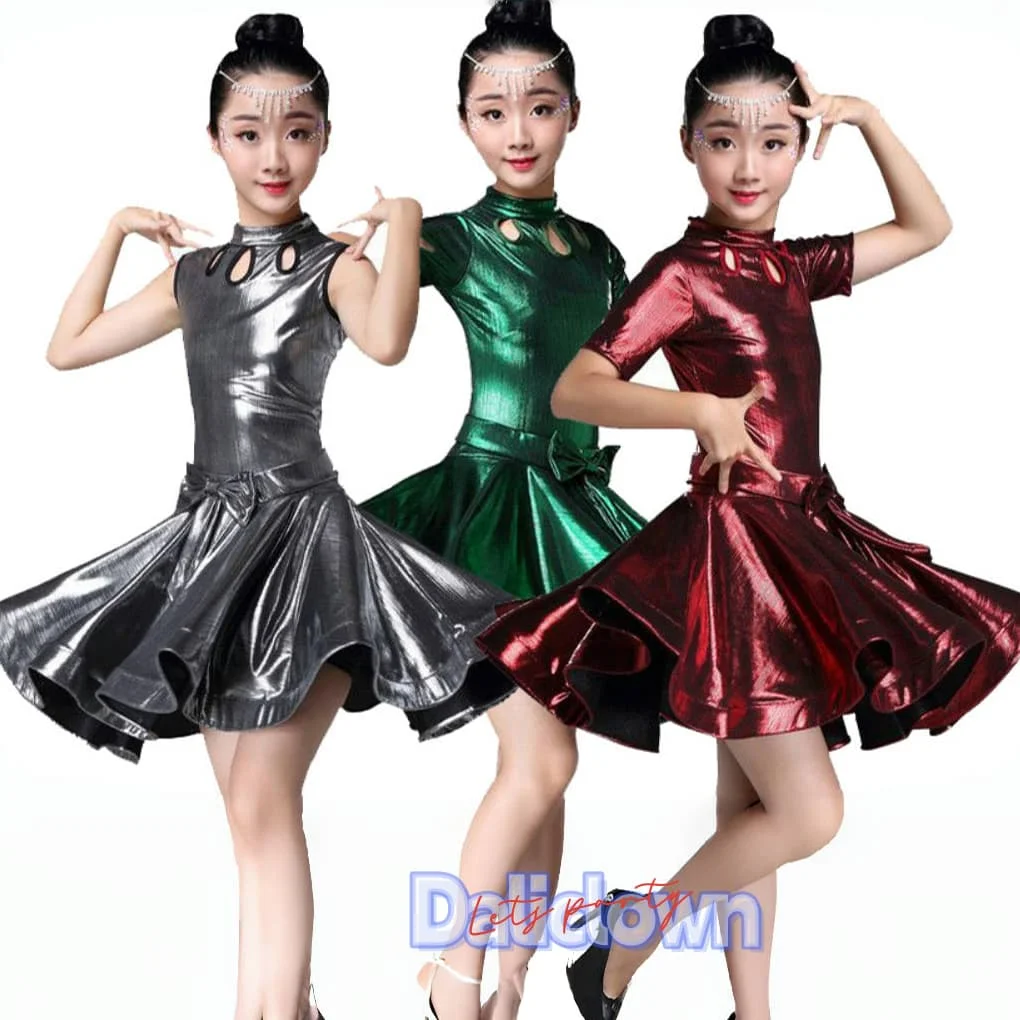 

Shiny Latin Dance Practice Dress Girl Kids Child Performance Costume Competition Ballroom Tango Salsa Samba Latin Dance Dress