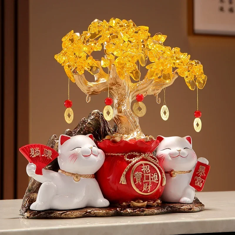 Lucky Cat Lantern Circle Lucky Money Tree Ornament Living Room Decoration housewarming opening gift