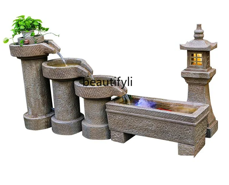 02 Stonewashed Water Fountain Decoration Lucky Floor Landscape Rockery Fish Pond Courtyard Decoration