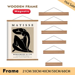 Magnetic Wooden Picture Hanger Frames Poster Photos Wall Art Canvas Prints Paintings DIY Teak Pine Wood Living Room Home Decor