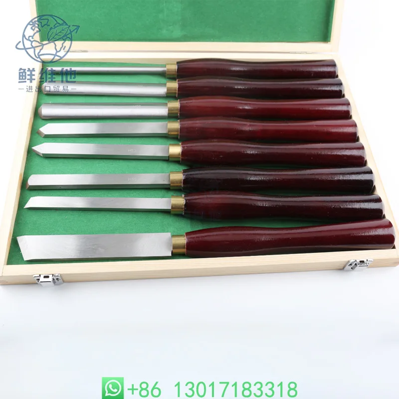 

8PCS Red Handle Wood Turning Cutter Set Wooden Box Pack Wood Carving Lathe Tools Sharp Blade for Woodworking Craft
