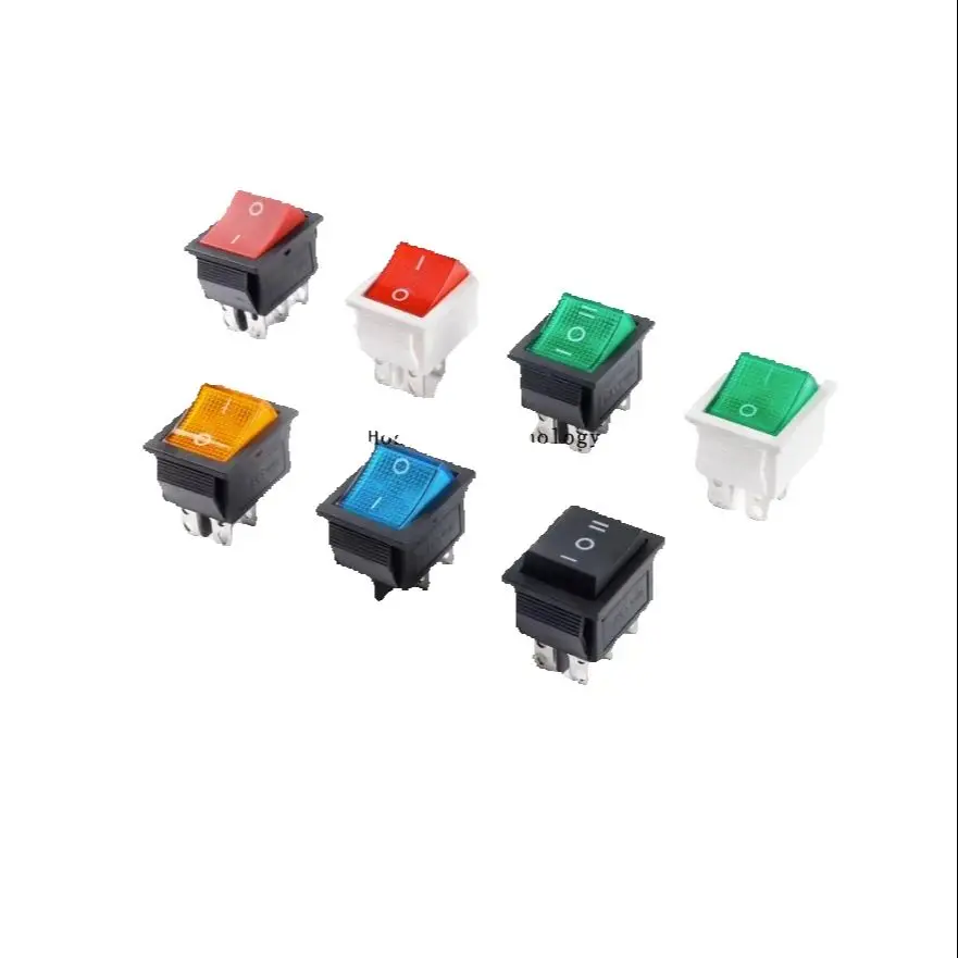 

New KCD4 16A 250VAC 20A 125VAC Boat Type Rocker Switch 4/6 Pin 2/3 Positions with Black Red, Green, Blue and Yellow Lights
