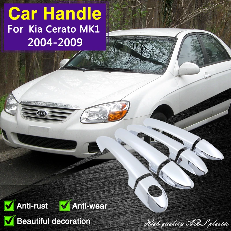

for Kia Cerato MK1 LD Sephia Spectra 2004~2009 2008 Chrome Door Handle Cover Car Accessories Catch Rustproof Stickers Styling
