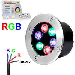 4-wire RGB LED Underground Light 9W18W Led Floor Lamp Outdoor Ground Spot Landscape Garden Square Path Buried Yard DC12V24V IP67