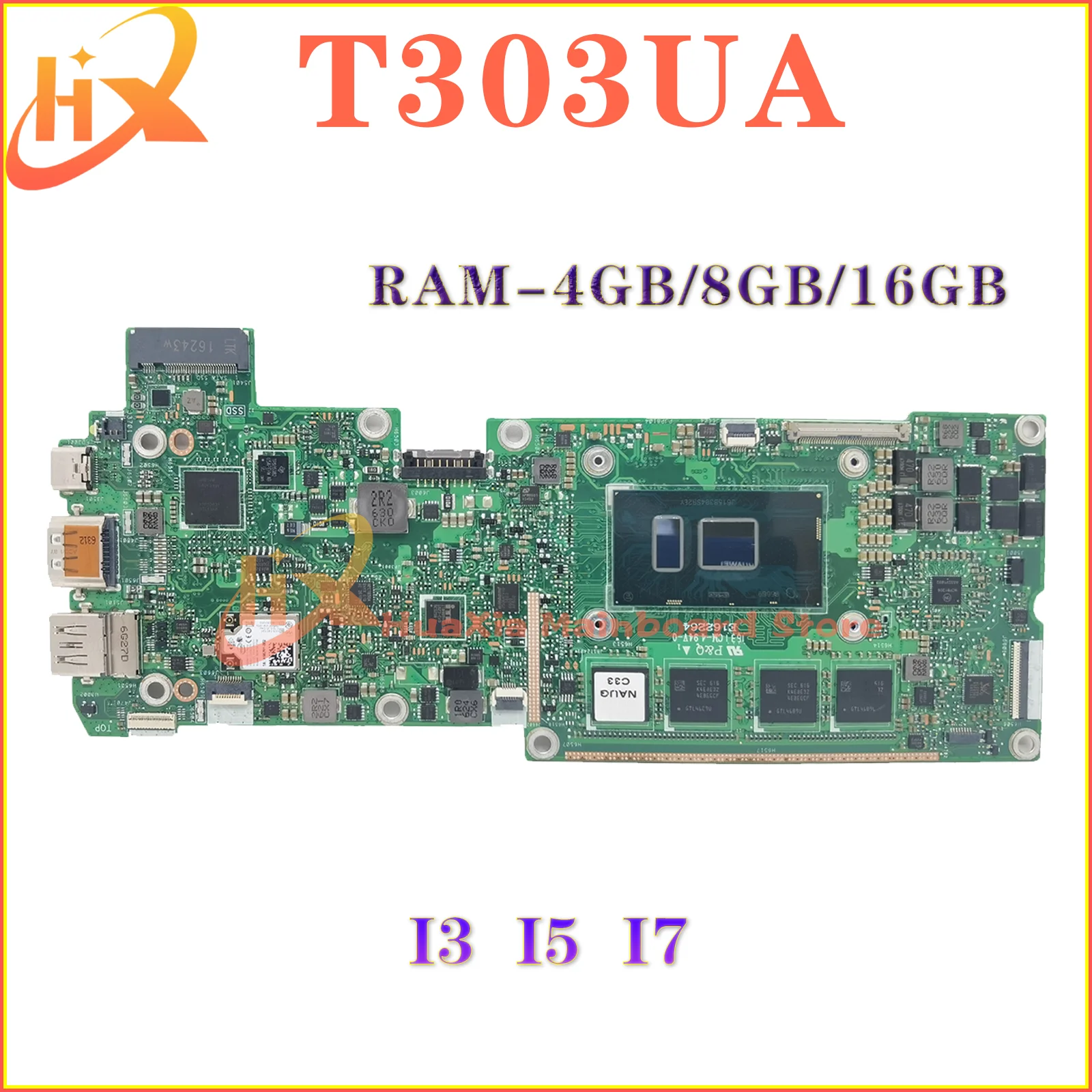 KEFU T303U Mainboard For ASUS Transformer 3 Pro T303UA T303 Laptop Motherboard I3 I5 I7 6th Gen 4GB/8GB/16GB-RAM MAIN BOARD