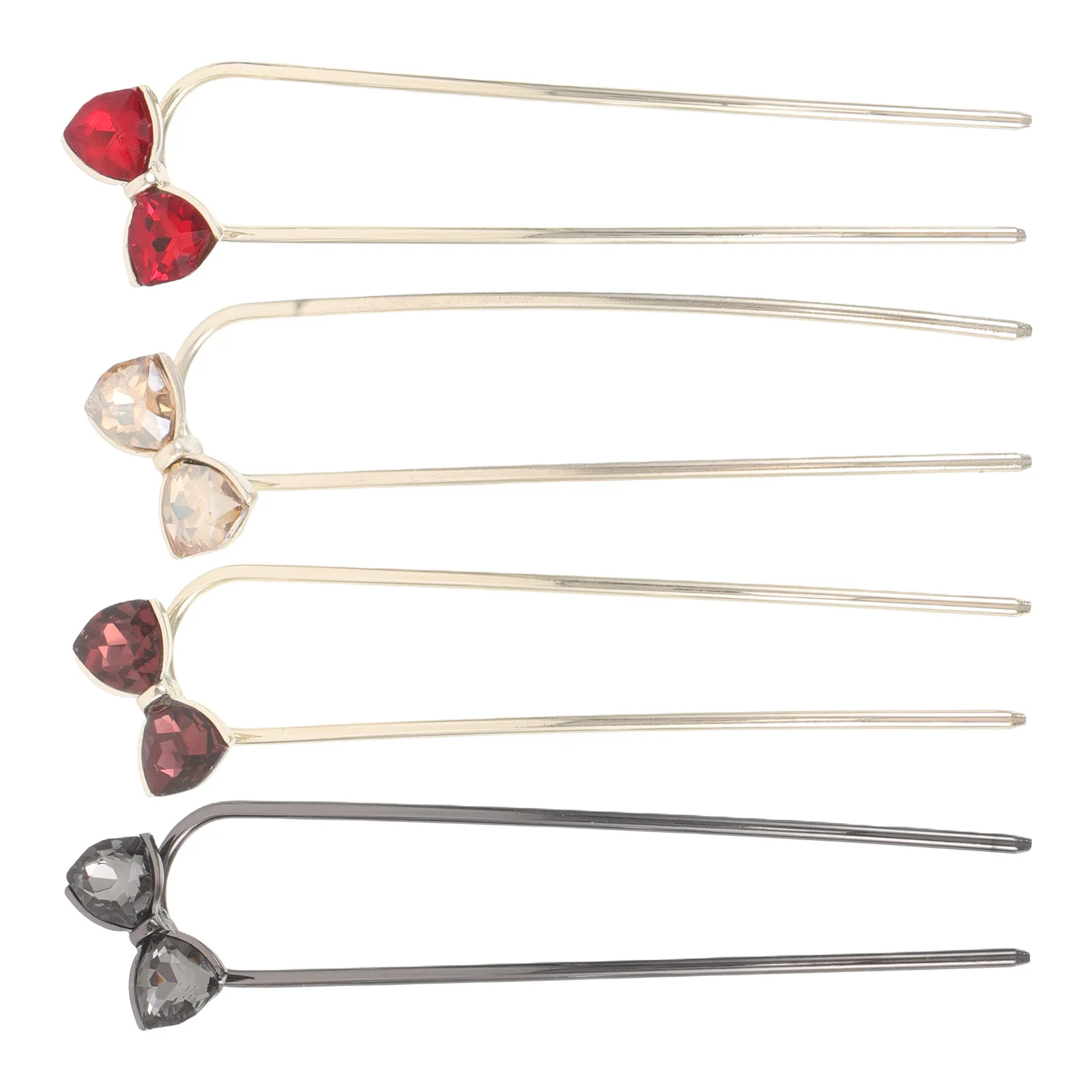 

4Pcs Rhinestone Bowknot U Shaped Hairpins Chinese Hair Accessories Wedding Prom Bridal Hair Clips Chinese Hairpins