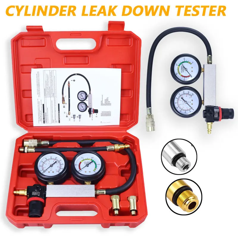 Cylinder Leak Down Tester Engine Compression Tester Kit Dual Pressure Gauges Car cylinder Engine Compression Detector