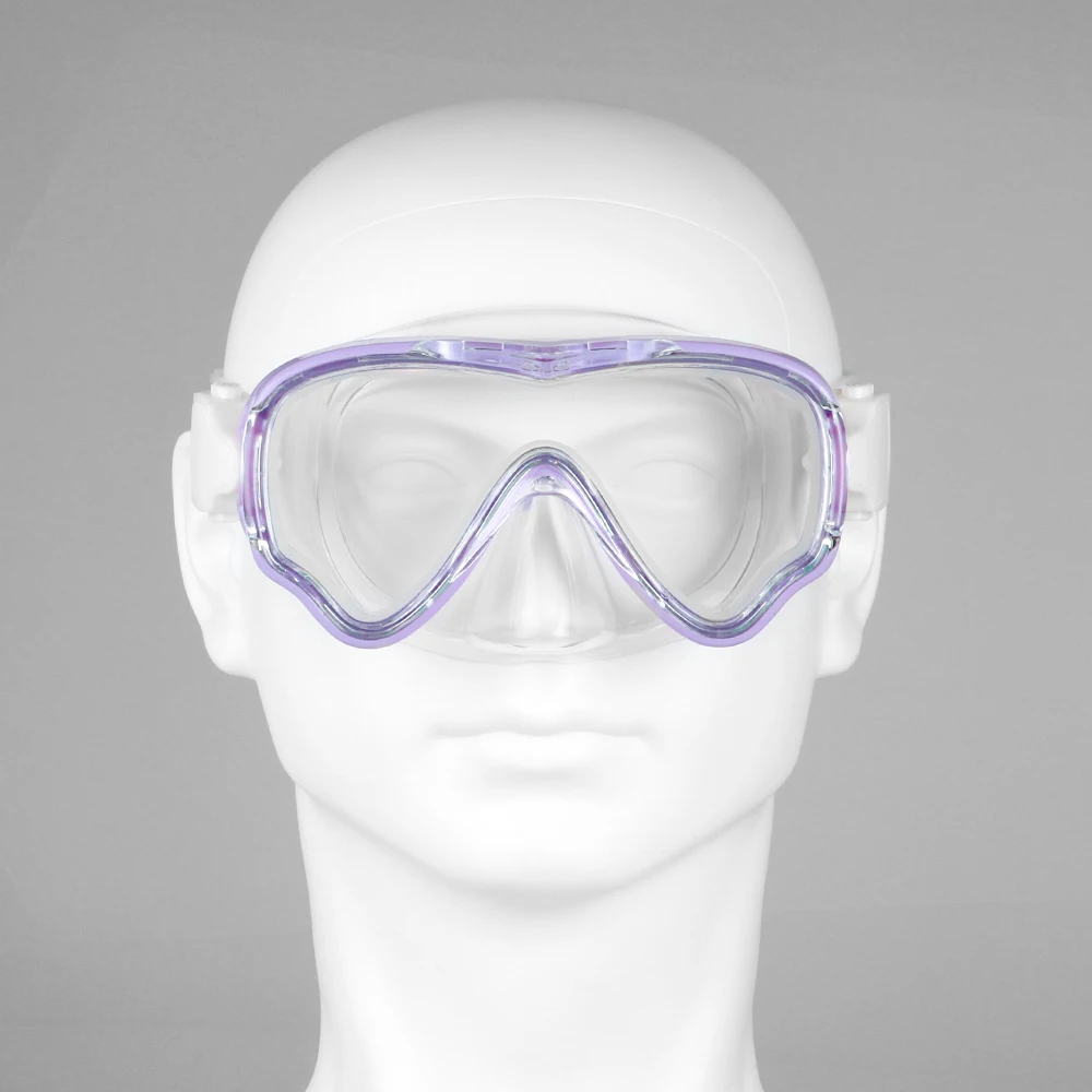 Máscara de buceo gafas de natación falda de silicona para Snorkel, vidrio templado panorámico HD, antivaho con cubierta de nariz para niños de 8 a