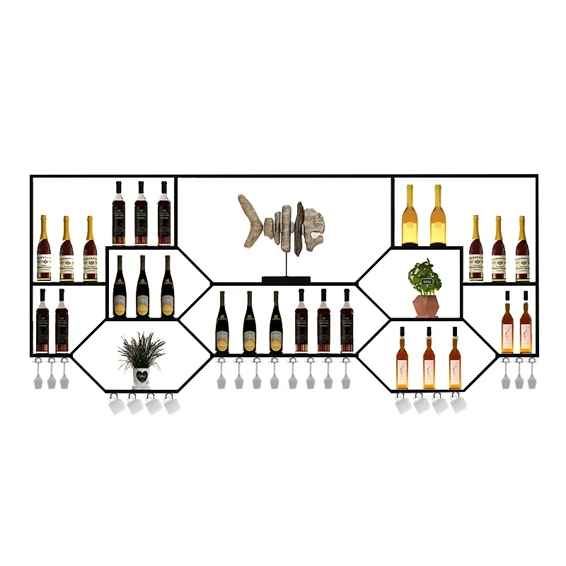 Wine cabinet wall hanging wrought iron wine rack cafe wall rack