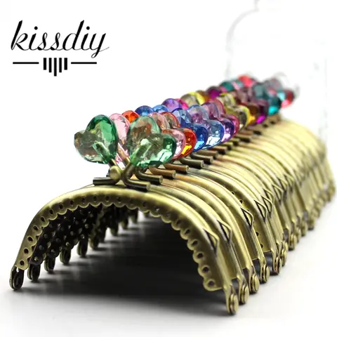 KISSDIY 20pcs wholesale 8.5 CM Heart metal purse frame antique Bronze arc bag hardware Kiss Clasp Pattern DIY Bag Accessories