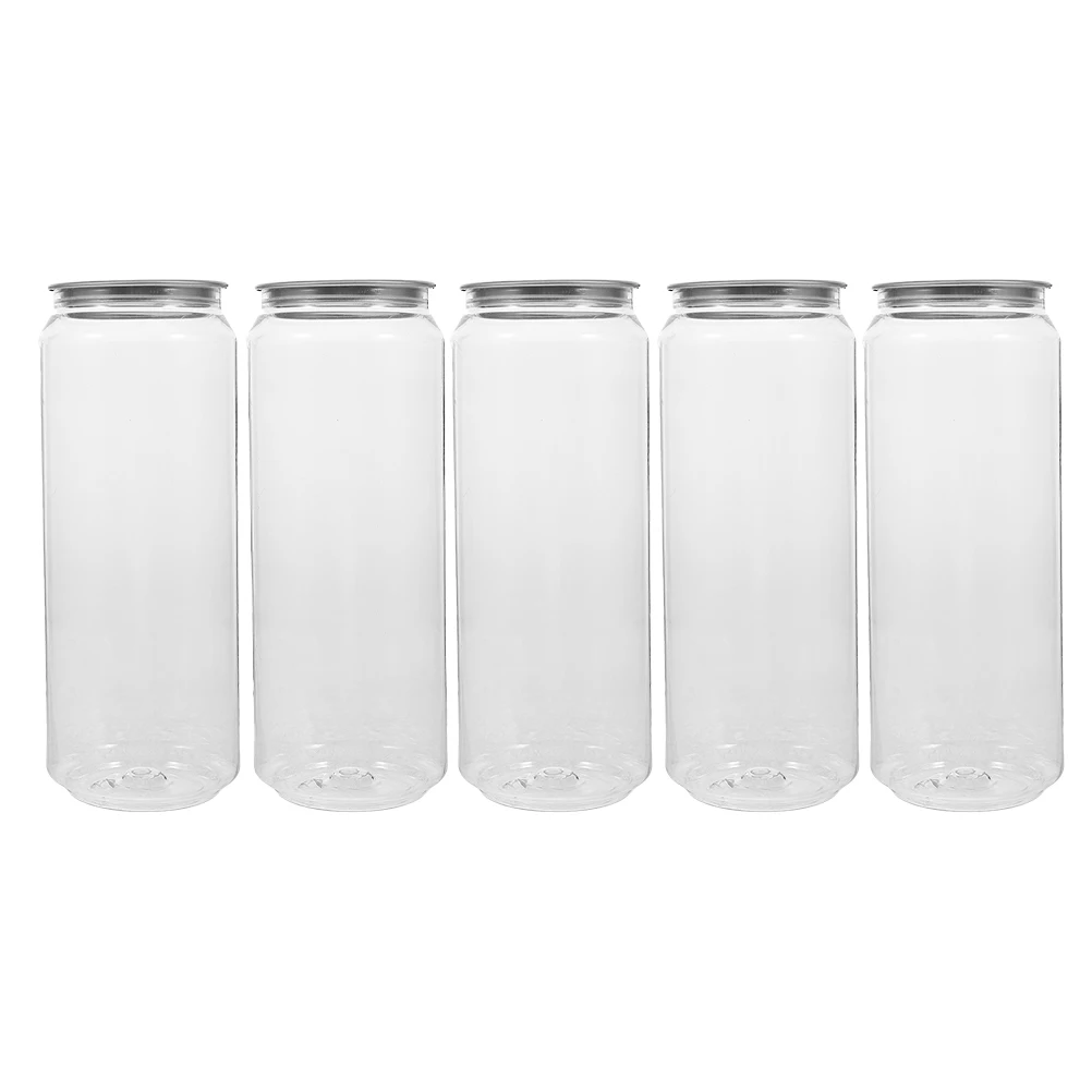 

5pcs 500ml Juice Milk Tea Bottles Plastic Milk Bottles Bulk Beverage Containers For Soda Coffee Sparkling Water Juice Shops