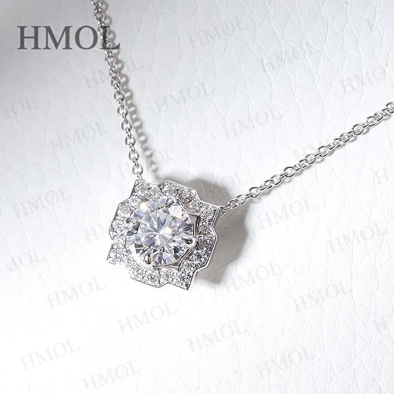 6.5 مللي متر 1CT جولة مويسانيتي قلادة قلادة D اللون مع GRA VVS1 925 فضة مجوهرات الأزياء للنساء هدايا عيد ميلاد