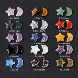 2Pcs/Set Natural Stone Mini Ornaments Star Moon Crystal Decorative For Bedroom Office Desk Fsh Tank Decor