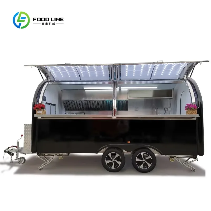 

Customized Best Quality 400*200cm Black Concession Food Trailer for Cooking Equipment/ Ice Cream Hamburger Candy Food Truck