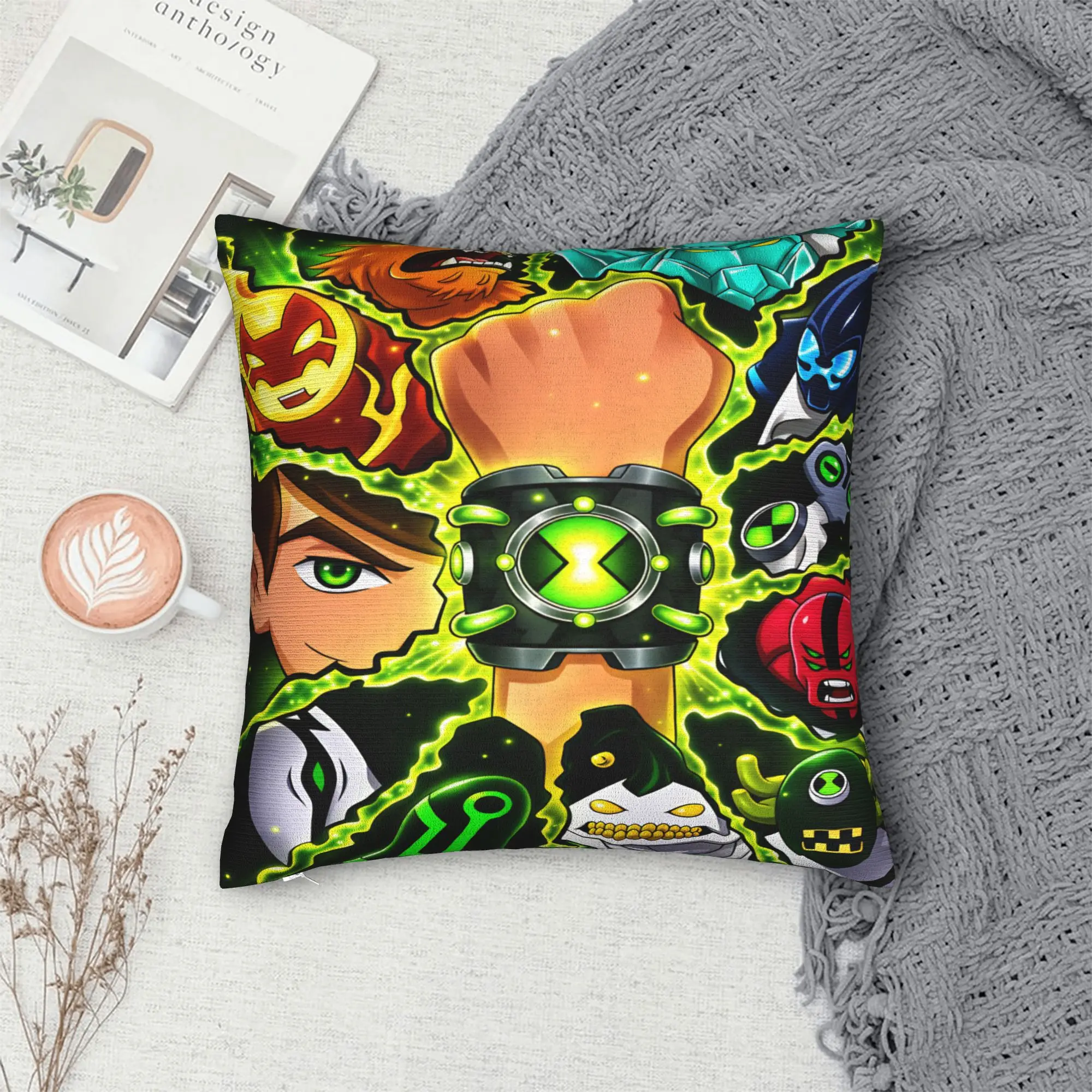 Ben 10 Cartoon Pillow Case  Comfy Pillow Cover For Living Room Sofa Morden Cushion Cover