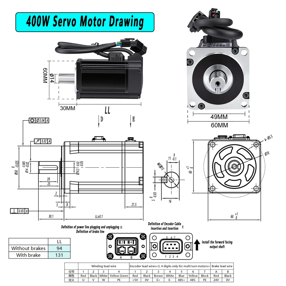 Bild 3: 400 W/750 W Servomotor Puls Typ 17 Bit Absolute Encoder Power Encoder Kabel Servo Motor Treiber Set für CNC Engage Router