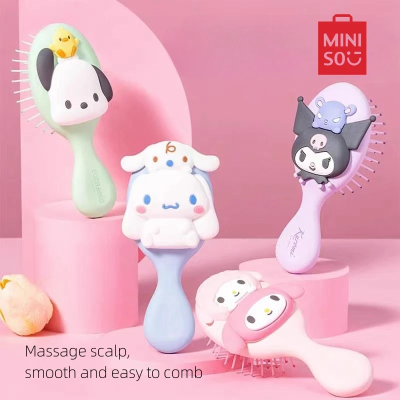 

Массажная Расческа с подушкой безопасности Kuromi мультяшный Hello Kitty Cinnamoroll трехмерный антистатический дизайн маленький портативный подарок