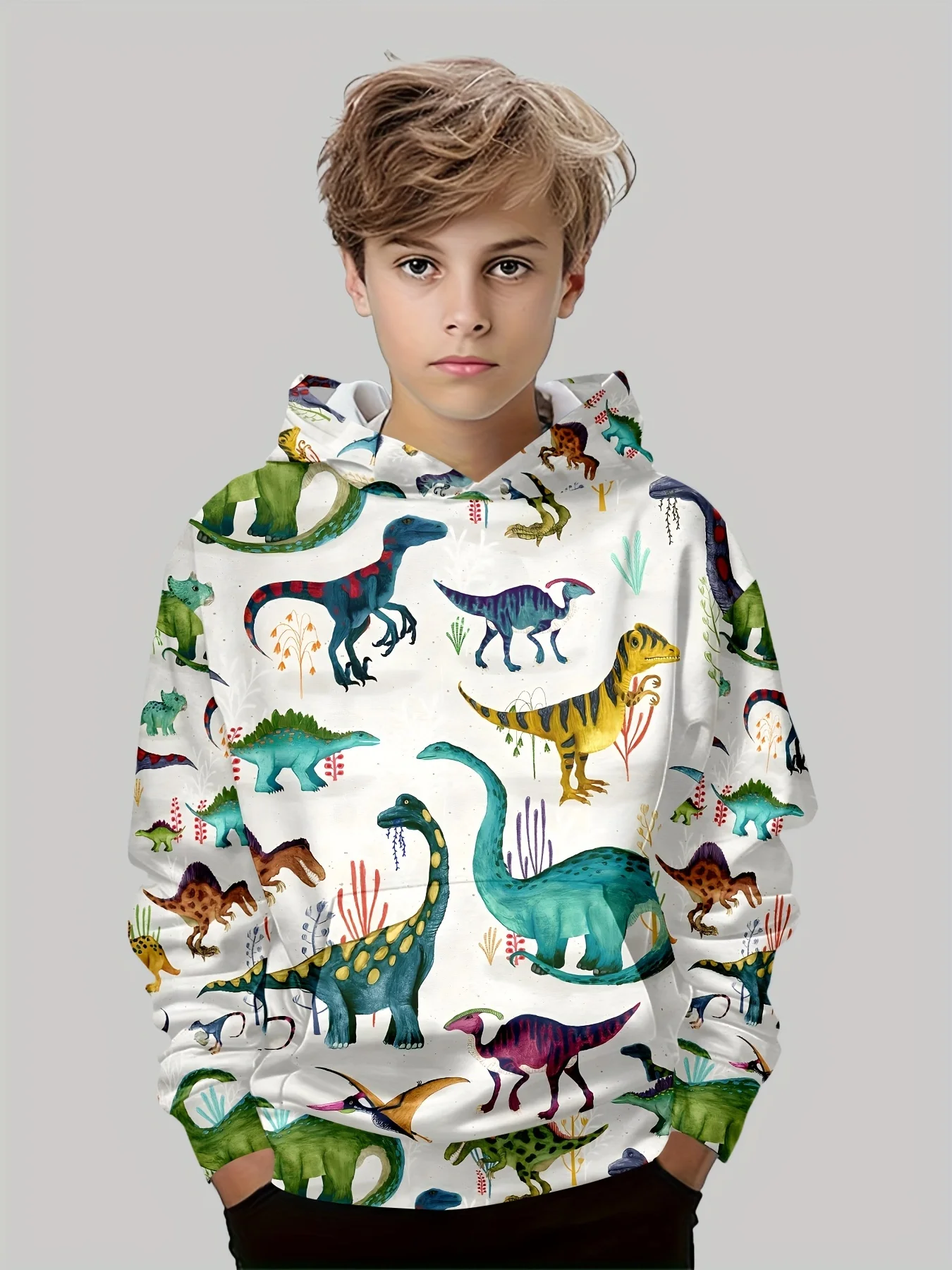 Kinder Kleidung Jungen Hoodies Langarm 3D Dinosaurier drucken Kinder Frühling Herbst Kleidung lässig stilvolle Outdoor-Jungen Kleidung Tops – Detail 3