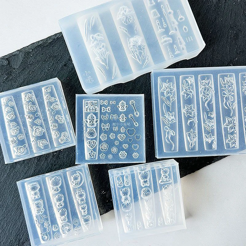 Molde de silicone para unhas 3d, ferramentas para unhas, desenho animado, pequeno pinguim, balão, kt, panda, amuletos de unhas, acessórios para arte em unhas, suprimentos para unhas