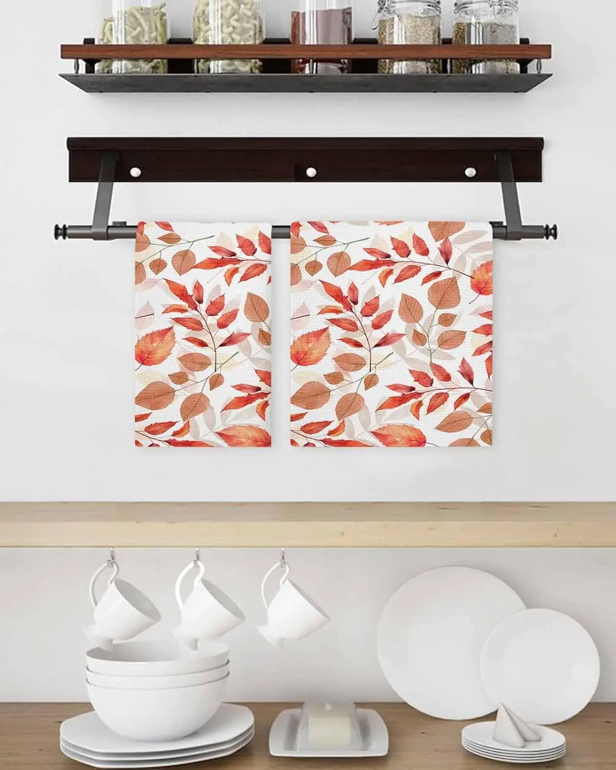 

Fall Maple Leaves Kitchen Towels Sets Home Decor Autumn Thanksgiving Super Absorbent Bar Hand Dishcloths Kitchens Accessories